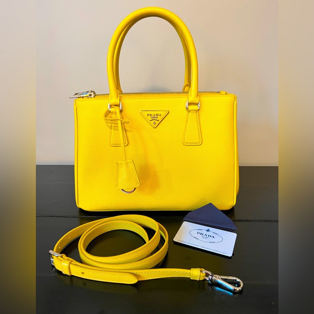 Prada Galleria Saffiano Small Rare Yellow (Sole 1) Color Worn Once.